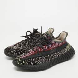 Pre Owned Yeezy x Adidas Black Knit Fabric Boost 350 V2 Yecheil Non-Reflective Sneakers Size 38 2/3