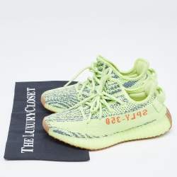 Yeezy x Adidas Green Knit Fabric Boost 350 V2 Frozen Yellow Sneakers Size 36