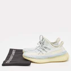 Pre Owned Yeezy x Adidas Blue/White Knit Fabric Boost 350 V2 Cloud-White Sneakers Size 36