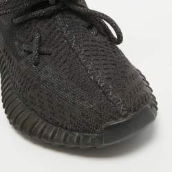 Pre Owned Yeezy x Adidas Black Knit Fabric Boost 350 V2 Black Sneakers Size 37 1/3