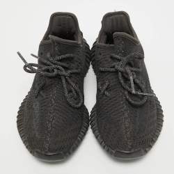 Pre Owned Yeezy x Adidas Black Knit Fabric Boost 350 V2 Black Sneakers Size 37 1/3