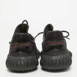 Pre Owned Yeezy x Adidas Black Knit Fabric Boost 350 V2 Black Sneakers Size 37 1/3