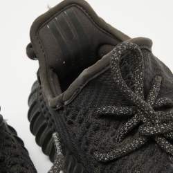 Pre Owned Yeezy x Adidas Black Knit Fabric Boost 350 V2 Black Sneakers Size 37 1/3