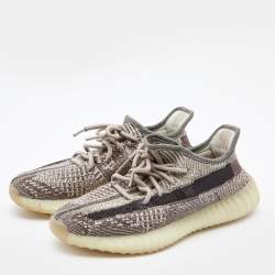Pre Owned Yeezy x Adidas Brown Knit Fabric Boost 350 V2 Zyon Sneakers Size 38