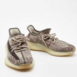 Pre Owned Yeezy x Adidas Brown Knit Fabric Boost 350 V2 Zyon Sneakers Size 38