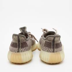 Pre Owned Yeezy x Adidas Brown Knit Fabric Boost 350 V2 Zyon Sneakers Size 38