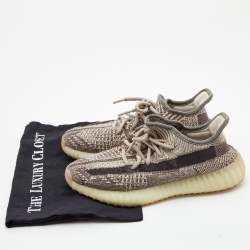 Pre Owned Yeezy x Adidas Brown Knit Fabric Boost 350 V2 Zyon Sneakers Size 38
