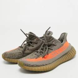 Pre Owned Yeezy x Adidas Grey Knit Fabric Boost 350 V2 Beluga Sneakers Size 40