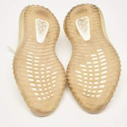 Pre Owned Yeezy x Adidas Cream Knit Fabric Boost 350 V2 Flax Sneakers Size 40