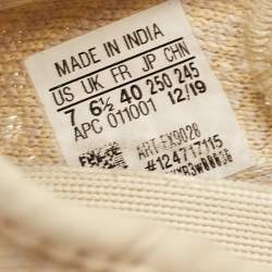 Pre Owned Yeezy x Adidas Cream Knit Fabric Boost 350 V2 Flax Sneakers Size 40