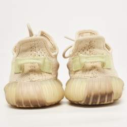 Pre Owned Yeezy x Adidas Cream Knit Fabric Boost 350 V2 Flax Sneakers Size 40