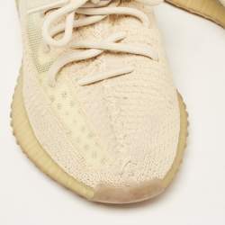Pre Owned Yeezy x Adidas Cream Knit Fabric Boost 350 V2 Flax Sneakers Size 40