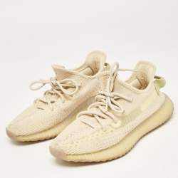 Yeezy x Adidas Cream Knit Fabric Boost 350 V2 Flax Sneakers Size 