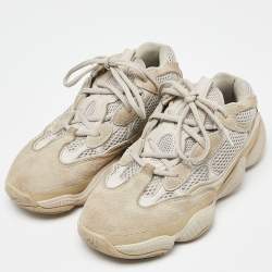 Pre Owned Yeezy x Adidas Grey/White Suede and Mesh Yeezy 500 blush Sneakers Size 39 1/3