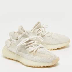 Pre Owned Yeezy x Adidas White Fabric Boost 350 V2 Sneakers Size 36 2/3