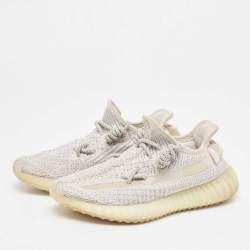 Pre Owned Yeezy x Adidas Grey Leather, Fabric Boost 350 V2  Sneakers Size 38