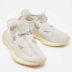 Pre Owned Yeezy x Adidas Grey Leather, Fabric Boost 350 V2  Sneakers Size 38