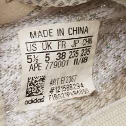 Pre Owned Yeezy x Adidas Grey Leather, Fabric Boost 350 V2  Sneakers Size 38