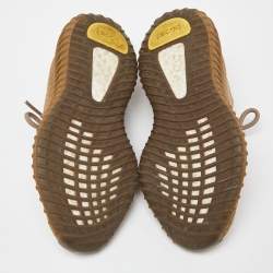 Pre Owned Yeezy x adidas Brown Knit Fabric Boost 350 V2 Earth Sneakers Size 37 1/3