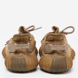 Pre Owned Yeezy x adidas Brown Knit Fabric Boost 350 V2 Earth Sneakers Size 37 1/3