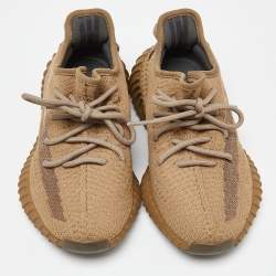 Pre Owned Yeezy x adidas Brown Knit Fabric Boost 350 V2 Earth Sneakers Size 37 1/3