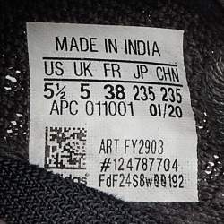 Pre Owned Yeezy x Adidas Black Knit Fabric Boost 350 V2 Cinder Sneakers Size 38