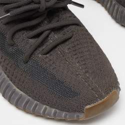 Pre Owned Yeezy x Adidas Black Knit Fabric Boost 350 V2 Cinder Sneakers Size 38