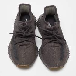 Pre Owned Yeezy x Adidas Black Knit Fabric Boost 350 V2 Cinder Sneakers Size 38