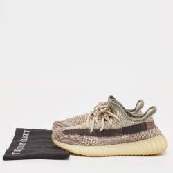 Pre Owned Yeezy x Adidas Brown/Beige Knit Fabric Boost 350 V2 Zyon Sneakers Size 38 1/3