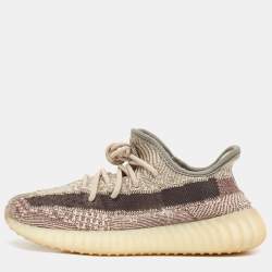 Pre Owned Yeezy x Adidas Brown/Beige Knit Fabric Boost 350 V2 Zyon Sneakers Size 38 1/3