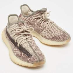 Pre Owned Yeezy x Adidas Brown/Beige Knit Fabric Boost 350 V2 Zyon Sneakers Size 38 1/3