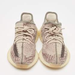 Pre Owned Yeezy x Adidas Brown/Beige Knit Fabric Boost 350 V2 Zyon Sneakers Size 38 1/3