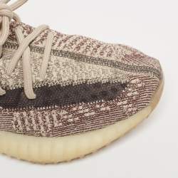 Pre Owned Yeezy x Adidas Brown/Beige Knit Fabric Boost 350 V2 Zyon Sneakers Size 38 1/3