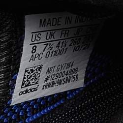 Pre Owned Yeezy x Adidas Black/Blue Knit Fabric Boost 350 V2 Dazzling Blue Sneakers Size 40 1/3