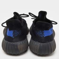 Pre Owned Yeezy x Adidas Black/Blue Knit Fabric Boost 350 V2 Dazzling Blue Sneakers Size 40 1/3