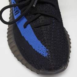 Pre Owned Yeezy x Adidas Black/Blue Knit Fabric Boost 350 V2 Dazzling Blue Sneakers Size 40 1/3