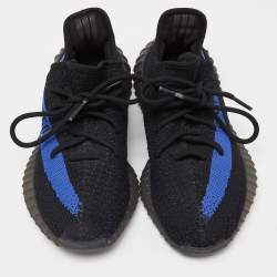 Pre Owned Yeezy x Adidas Black/Blue Knit Fabric Boost 350 V2 Dazzling Blue Sneakers Size 40 1/3