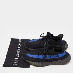 Pre Owned Yeezy x Adidas Black/Blue Knit Fabric Boost 350 V2 Dazzling Blue Sneakers Size 40 1/3