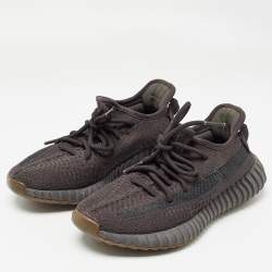 Pre Owned Yeezy x Adidas Black Knit Fabric Boost 350 V2 Cinder Sneakers Size 37 1/3