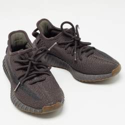 Pre Owned Yeezy x Adidas Black Knit Fabric Boost 350 V2 Cinder Sneakers Size 37 1/3