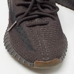 Pre Owned Yeezy x Adidas Black Knit Fabric Boost 350 V2 Cinder Sneakers Size 37 1/3