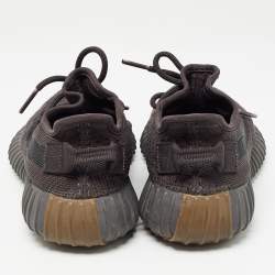 Pre Owned Yeezy x Adidas Black Knit Fabric Boost 350 V2 Cinder Sneakers Size 37 1/3