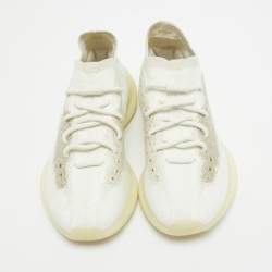 Pre Owned Yeezy x Adidas White Knit Fabric Boost 380 Calcite Glow Sneakers Size 39 1/3