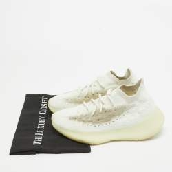Pre Owned Yeezy x Adidas White Knit Fabric Boost 380 Calcite Glow Sneakers Size 39 1/3