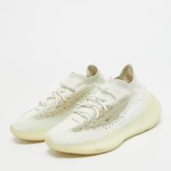 Pre Owned Yeezy x Adidas White Knit Fabric Boost 380 Calcite Glow Sneakers Size 39 1/3