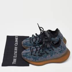Pre Owned Yeezy x Adidas Blue Knit Fabric Boost 380 Covellite Sneakers Size 39.5