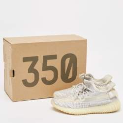 Pre Owned Yeezy x Adidas Grey/White Knit Fabric Boost 350 V2 Static Sneakers Size 36 2/3