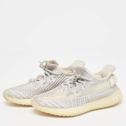 Pre Owned Yeezy x Adidas Grey/White Knit Fabric Boost 350 V2 Static Sneakers Size 36 2/3