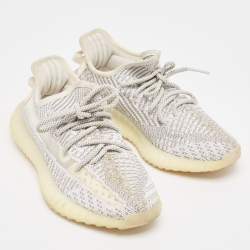 Pre Owned Yeezy x Adidas Grey/White Knit Fabric Boost 350 V2 Static Sneakers Size 36 2/3
