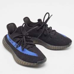 Yeezy x Adidas Black/Blue Knit Fabric Boost 350 V2 Dazzling Blue Sneakers Size 38 2/3